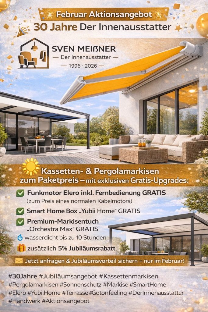 Der Innenausstatter Sven Meißner Niederbrombach Raumausstatter / Markisen / Sonnenschutz / Bodenbeläge / Gardinen / Polstern / Schlafsysteme / Boxspringbetten / Wasserbetten / Küchen / Möbel